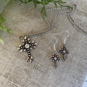 Cross Necklace and Earrings Set